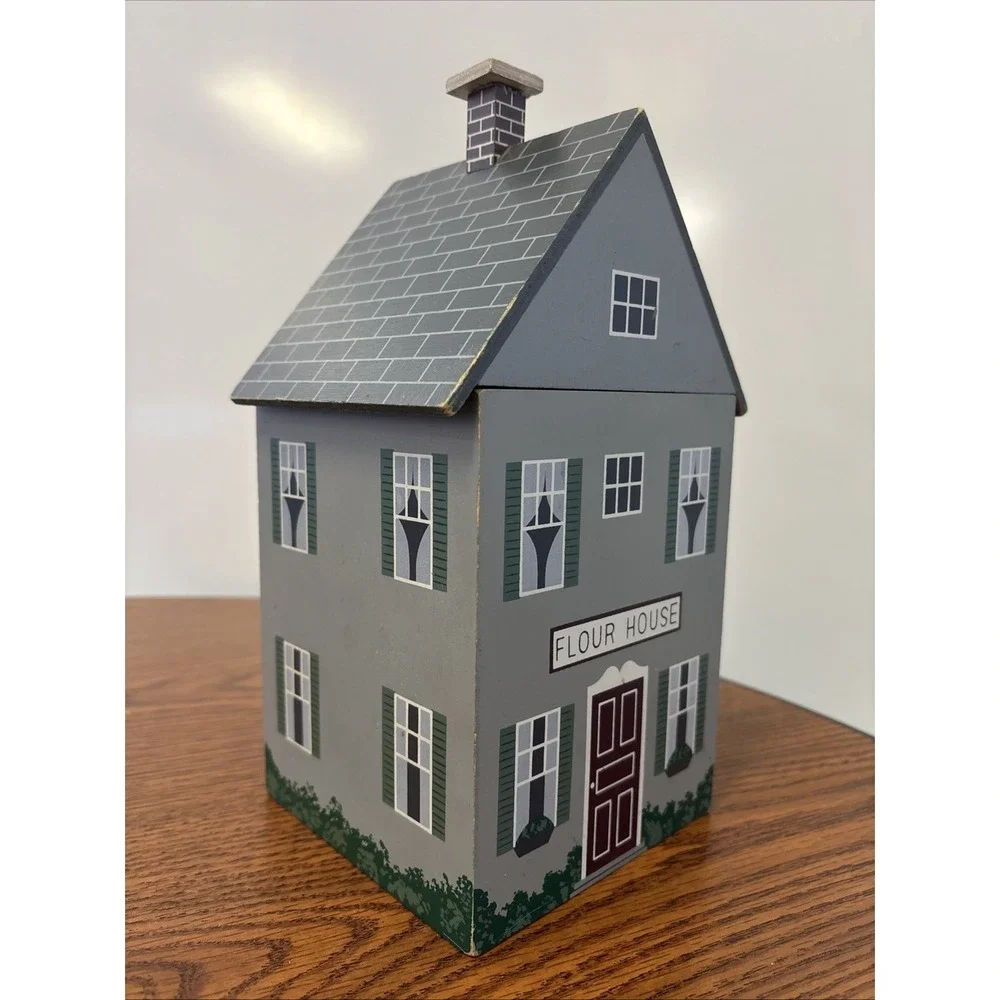Flour House Wood Canister Farmhouse Decor with Plastic Liner‎ 11